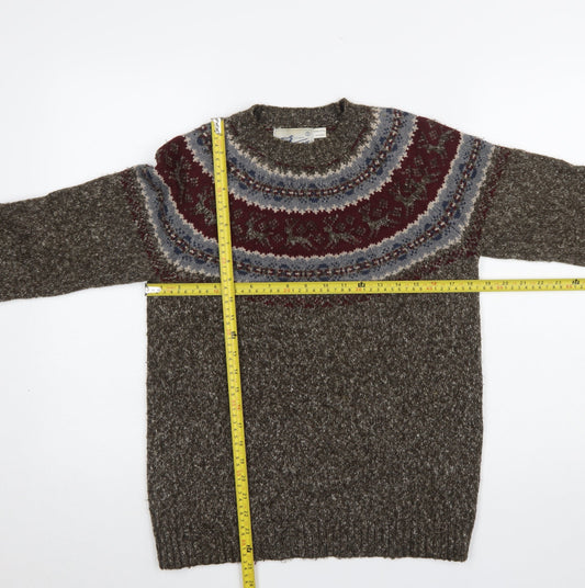 Mens UK Size S Topman Brown Pullover Jumper