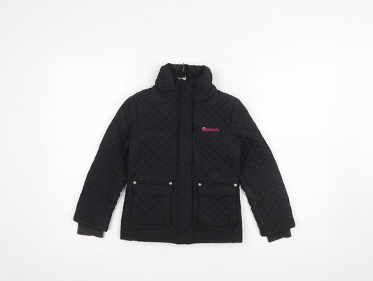Girls UK Size 5-6 Years Bench Black Quilted Coat
