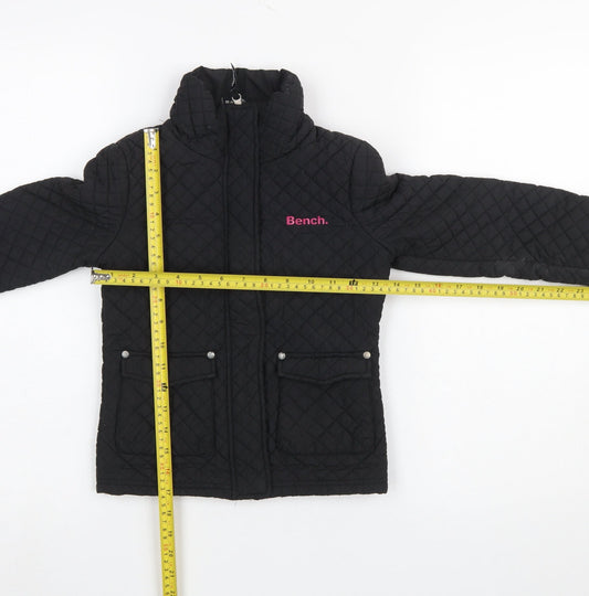 Girls UK Size 5-6 Years Bench Black Quilted Coat
