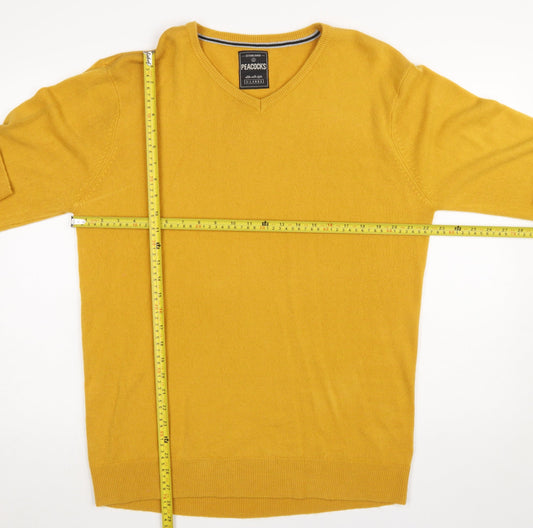 Mens UK Size XL Peacocks Yellow Pullover Jumper