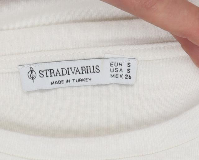 Womens UK Size 8 Stradivarius Ivory Basic T-Shirt