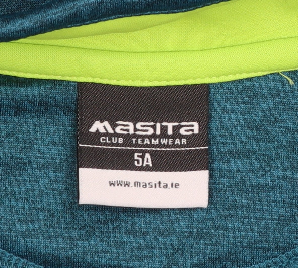 Additional view of Masita boys’ blue 1/4 zip sports sweatshirt 5 years colourful logo design