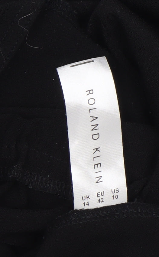 Womens UK Size 14 Roland Klein Black Tunic Blouse
