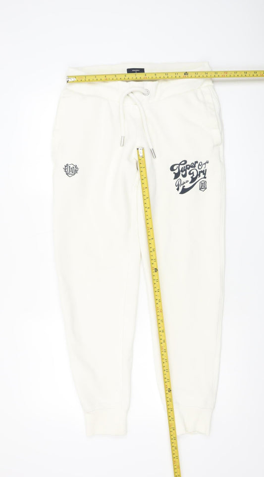 Womens UK Size 12 Superdry Regular Fit Jogger White Trousers
