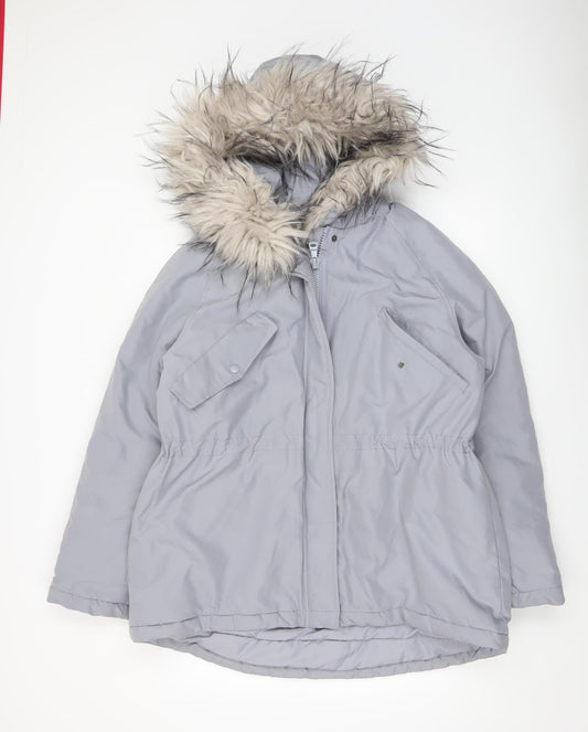 Womens UK Size 8 H&M Grey Parka Coat