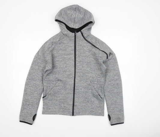 Boys UK Size 11-12 Years adidas Grey Full Zip Hoodie