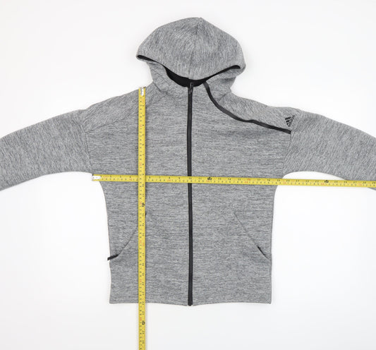 Boys UK Size 11-12 Years adidas Grey Full Zip Hoodie