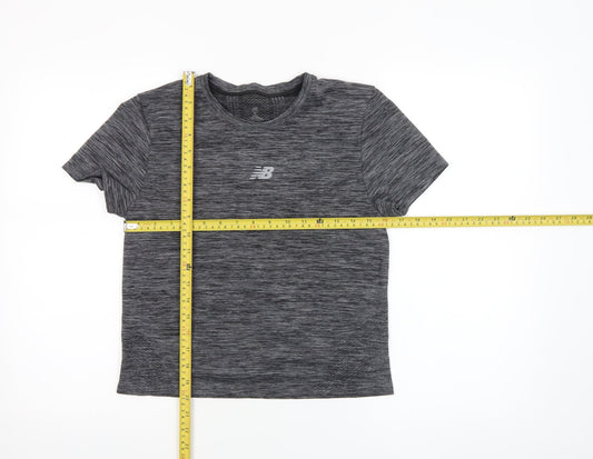 Womens UK Size S New Balance Grey Running & Jogging Gym & Training Fitness T-Shi