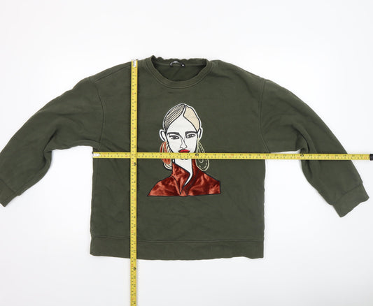 Womens UK Size S Zara Green Pullover Sweatshirt
