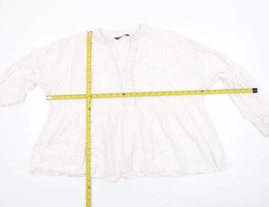 Womens UK Size XL Dunnes Ivory Peasant Blouse