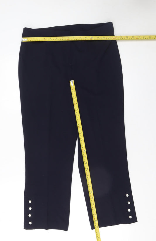 Womens UK Size 12 Kaleidoscope Regular Fit Cropped Black Trousers