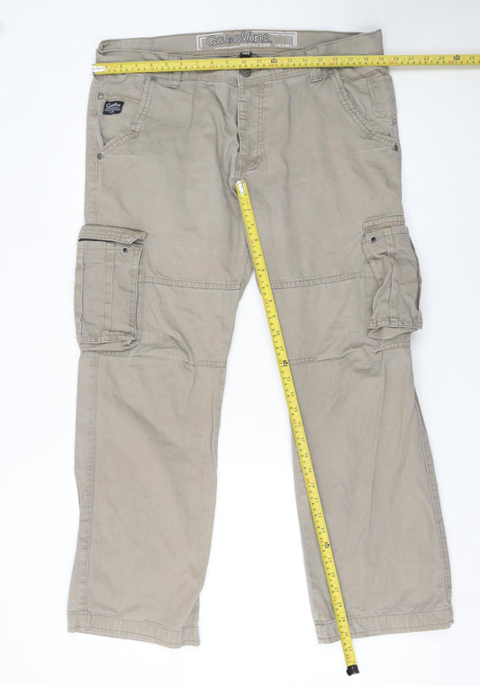 Mens UK Size L Gasoline Originals Regular Fit Cargo Beige Trousers