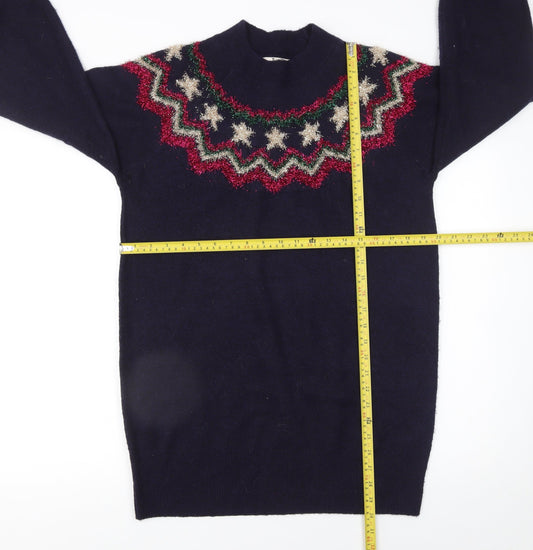 Tu Women’s Blue Fair Isle Glitter Christmas Pullover Jumper Size 10