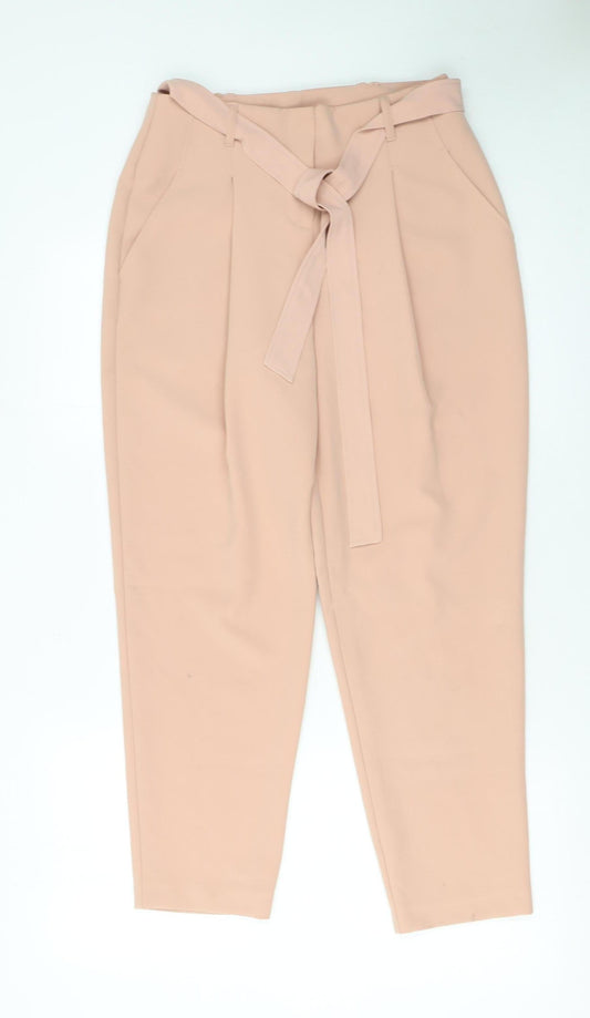 Womens UK Size 8 New Look Regular Fit Paperbag Beige Trousers
