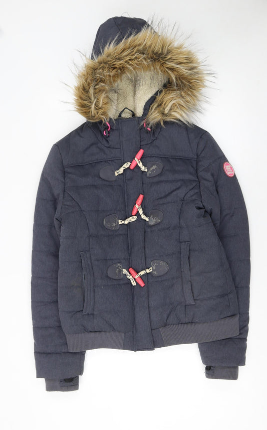 Womens UK Size L Superdry Blue Puffer Jacket