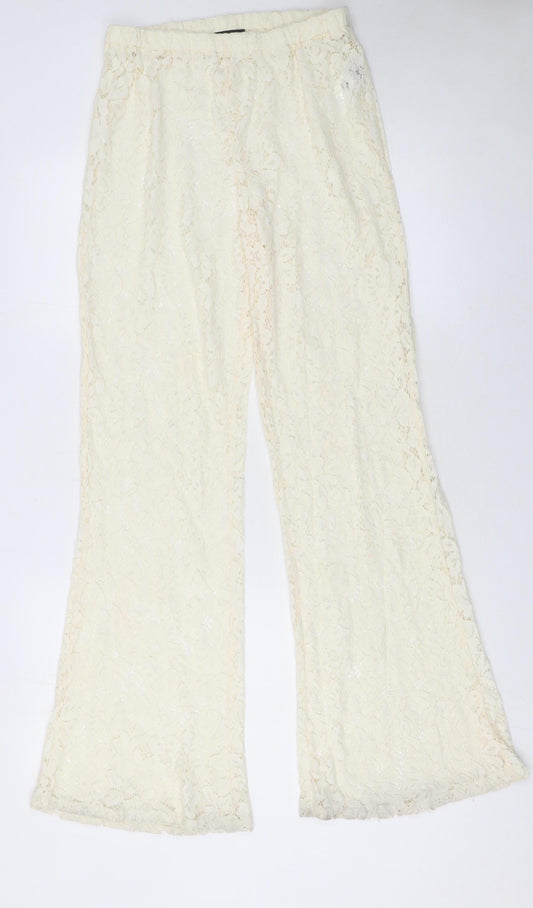 Womens UK Size 8 PRETTYLITTLETHING Regular Fit Casual Party/Cocktail Ivory Trous