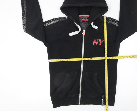 Womens UK Size XL Superdry Black Full Zip Hoodie