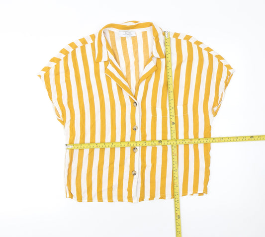Womens UK Size M Bershka Yellow Basic Button-Up