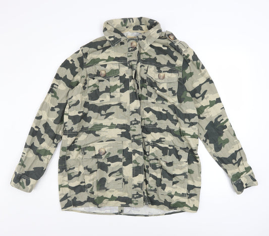 Womens UK Size M River Island Green Military Jacket