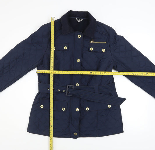 Womens UK Size 12 Marks and Spencer Blue Quilted Coat