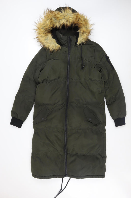 Womens UK Size 8 Brave Soul Green Puffer Jacket