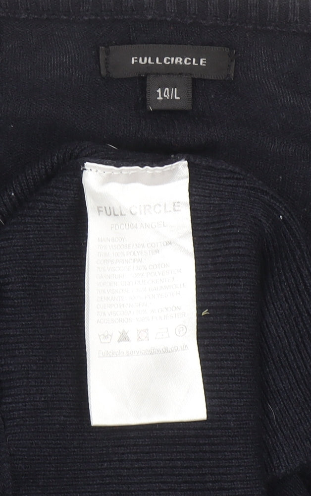 Womens UK Size 14 Full Circle Black Tunic Blouse