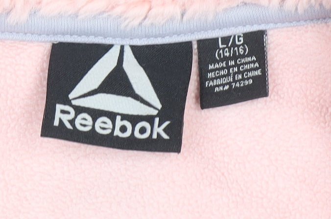 Additional view of Reebok girls’ pink fleece full zip sweatshirt, size 16, years