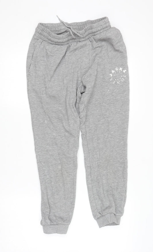 Additional front view of Jack & Jones men’s grey fleece sweatpants small regular fit tracksuit bottoms