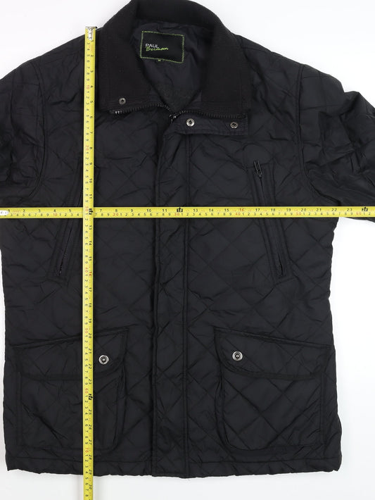 Paul Berman Men's Black Quilted Mid-Length Jacket M Polyester Lined