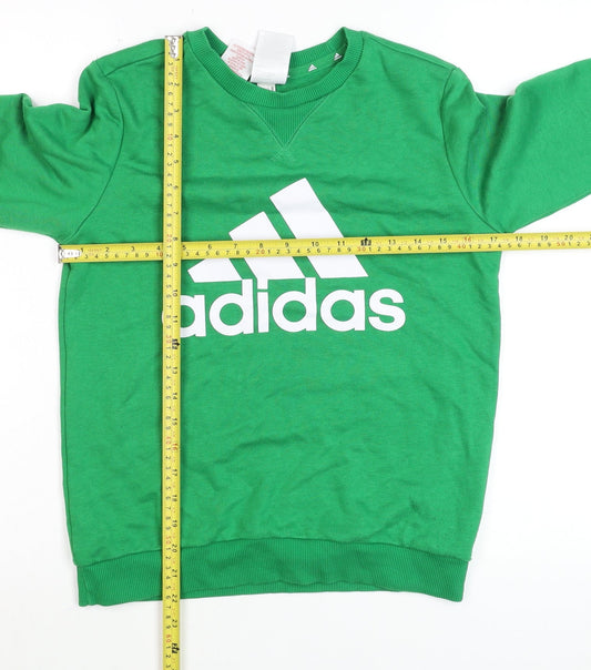 Adidas Boys Green Crew Neck Pullover Sweatshirt 11-12 Years