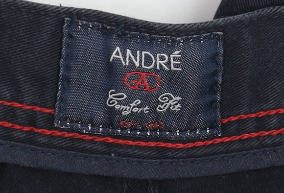 Mens UK Size 38S André Classic Fit Chino Black Trousers