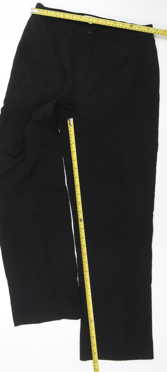 CC Women Black Wool Blend Straight Leg Formal Trousers Size 12