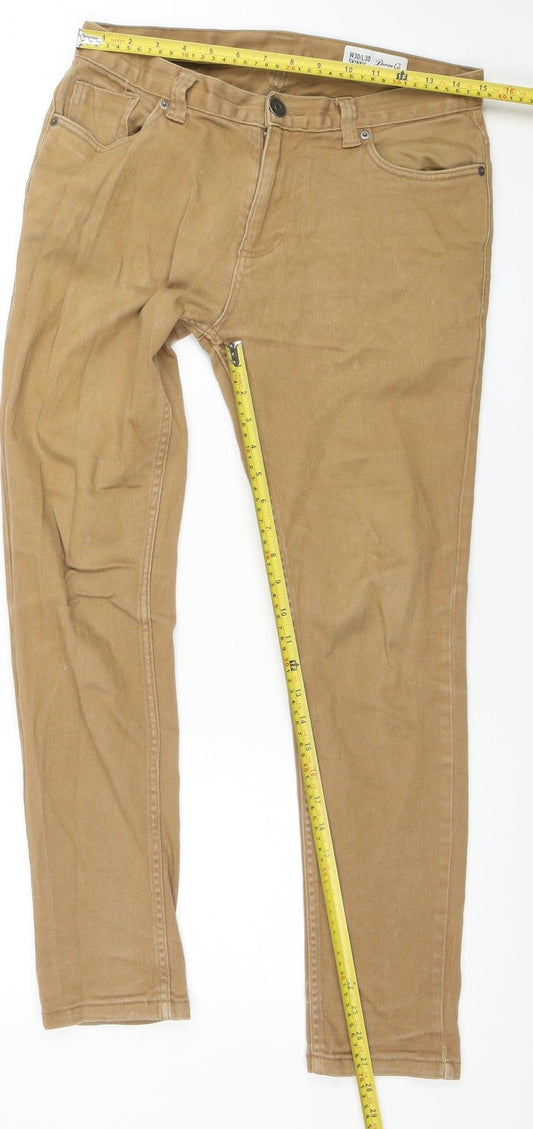 Mens UK Size M Denim Co. Slim Fit Skinny Beige Jeans