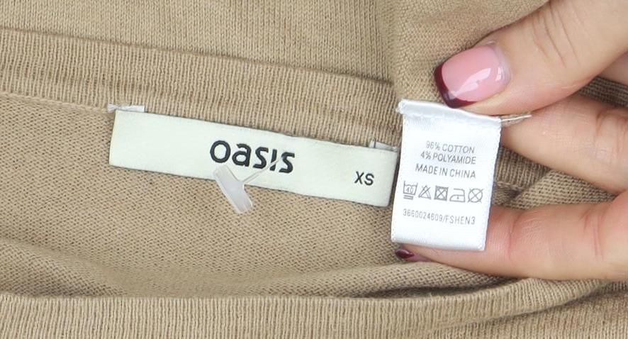 Womens UK Size XS Oasis Beige Pullover Jumper