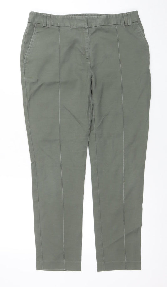 Womens UK Size 10 Oasis Slim Fit Chino Green Trousers
