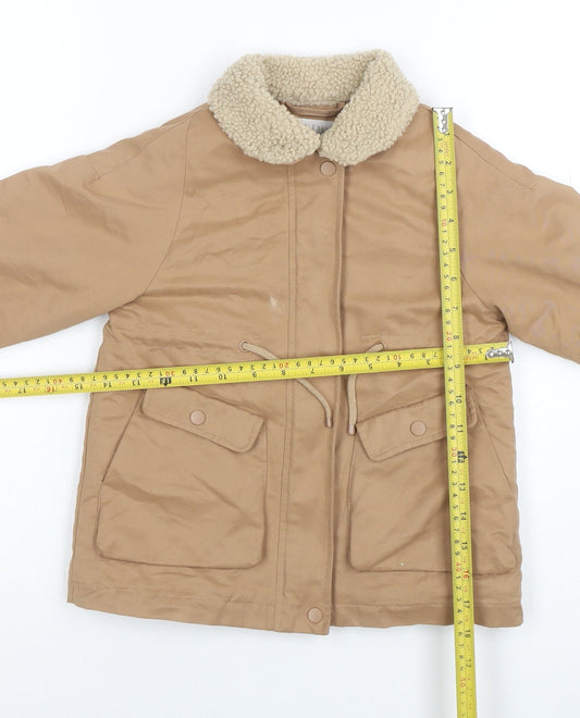 ZARA Girls Beige Parka Coat 2-3 Years Fleece Lined Winter Jacket