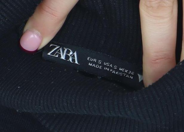 Womens UK Size S Zara Black Pullover Sweatshirt