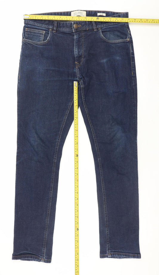 Mens UK Size 34R ASW85 Denim Slim Fit Straight Blue Jeans