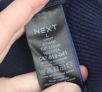 Mens UK Size L NEXT Blue Henley Jumper