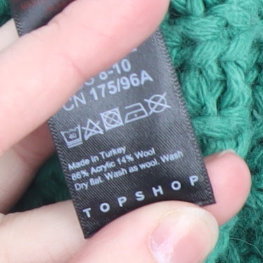 Womens UK Size M Topshop Green Pullover Jumper