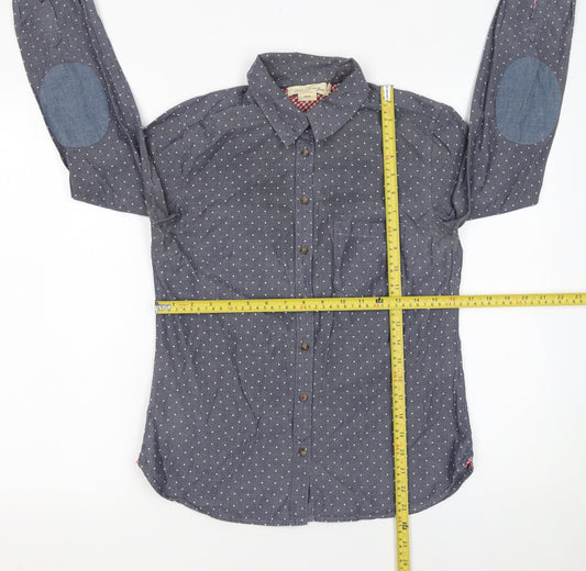 Womens UK Size 10 H&M Blue Basic Button-Up