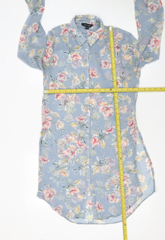 Womens UK Size 10 New Look Blue Tunic Button-Up