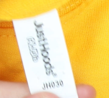 Mens UK Size S JustHoods Yellow Pullover Sweatshirt