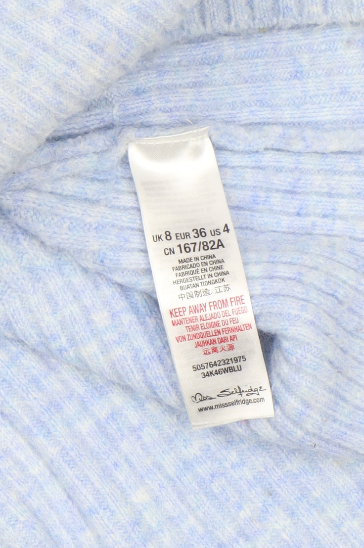 Womens UK Size 8 Miss Selfridge Blue Pullover Jumper