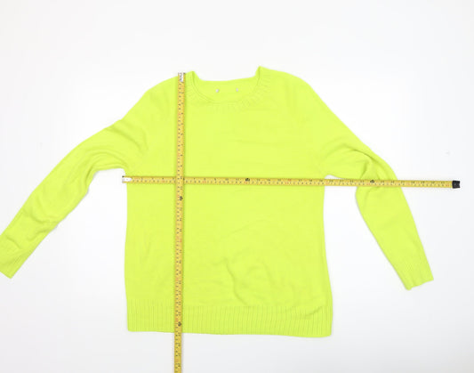 Tu Women’s Yellow Crew Neck Cotton Blend Jumper Size 16