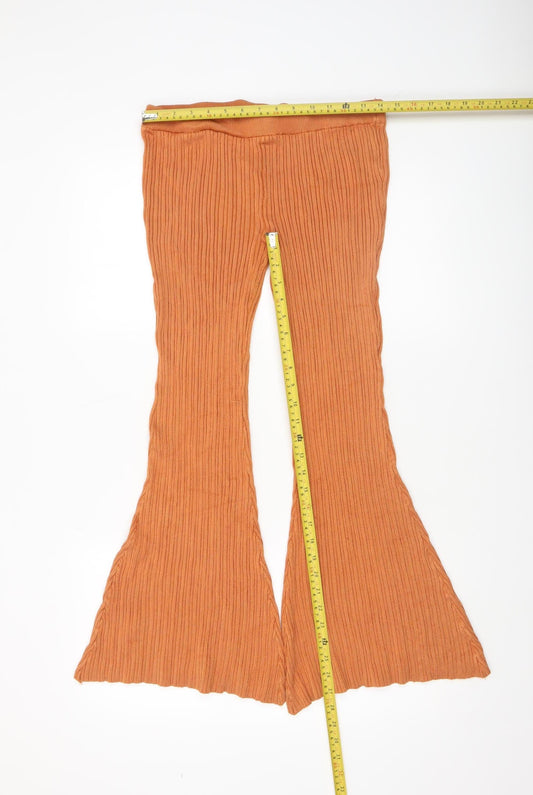 Womens UK Size M Zara Slim Fit Flared Brown Trousers