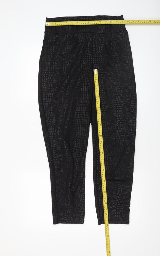 I Saw It First Womens Black Animal Print High Rise Leggings Size 10