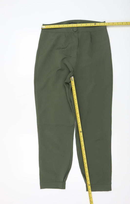 I SAW IT FIRST Womens Green Cropped Slim Tapered Trousers Size 10