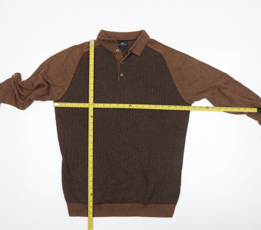 Mens UK Size M NEXT Brown Henley Jumper