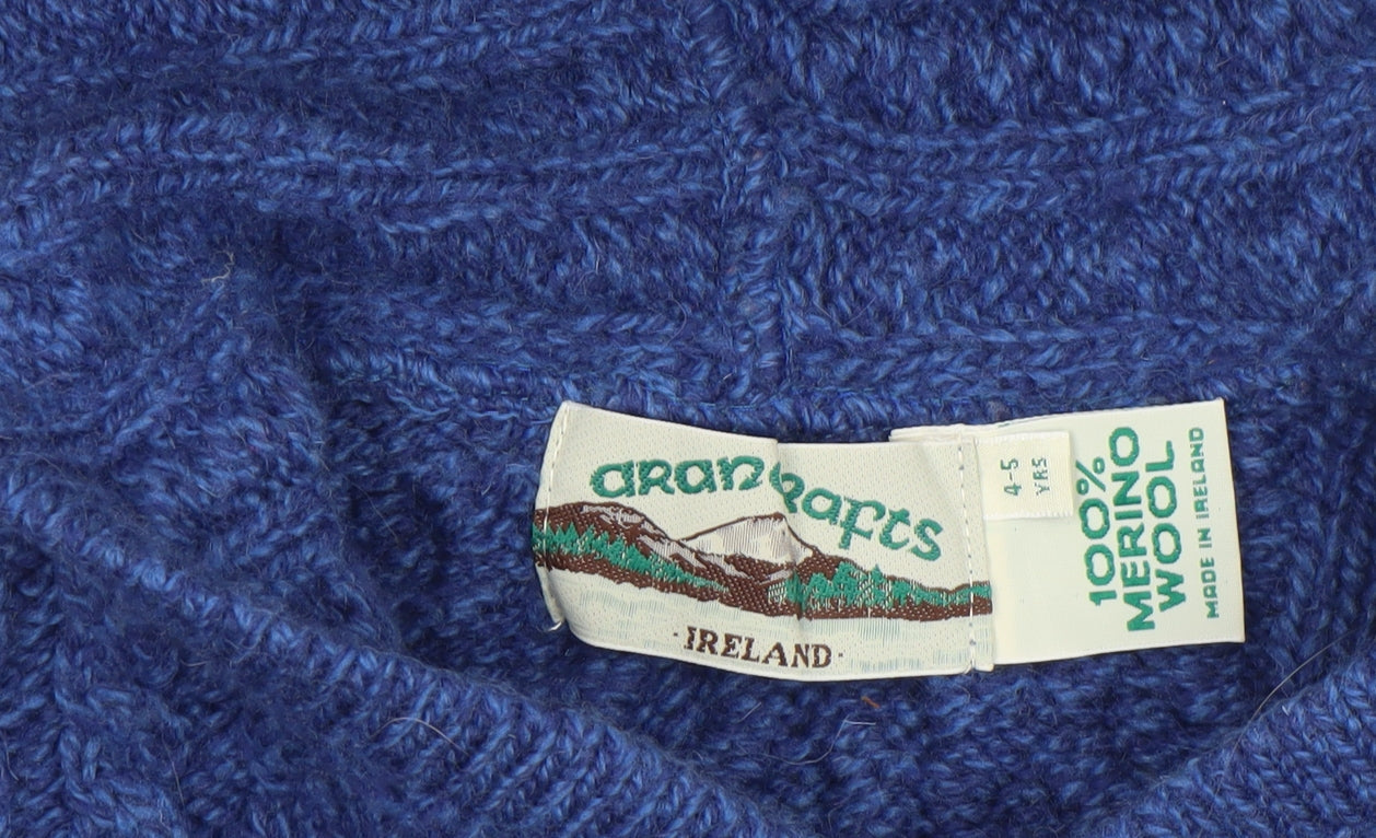 Boys UK Size 4-5 Years Aran Crafts Blue Cardigan Jumper